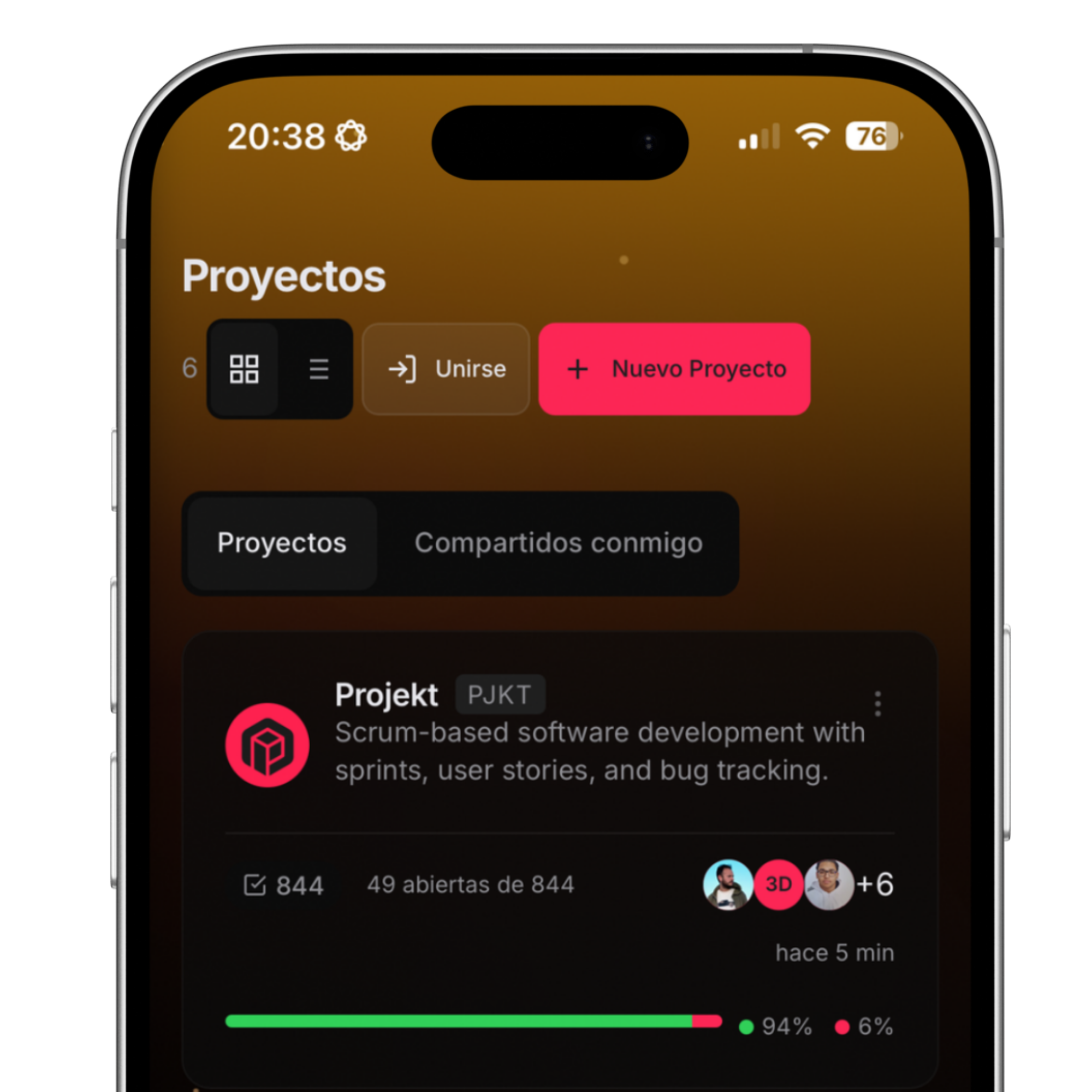 Lista de proyectos en Projekt
